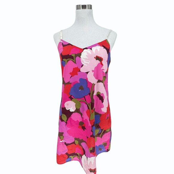 Sara Roka Womens Italy 42/ US 6 Sleeveless Floral Dress Pink Multicolor Shift - Picture 1 of 10